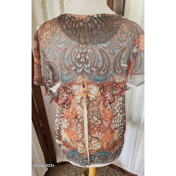 F86 One World 'live and let live' orange and brown with sparkly silver stud deco - Picture 10 of 11